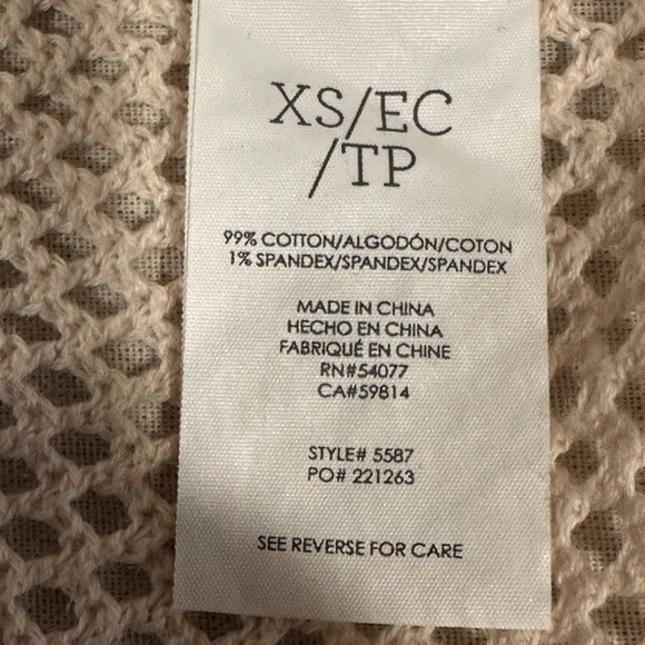 Cabi XS Ivory‎ Mesh Knit Hoodie Pullover Lightweight Beachwear Boho Chic - Picture 10 of 13